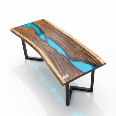 Epoxidharz Couchtisch River Table Echtes Holz Massiv Tische 120x60