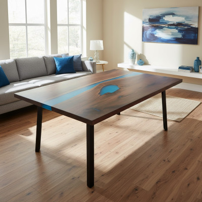 Couchtisch River Table Echtes Holz Flusstisch Massiv Dekorative Epoxidharz