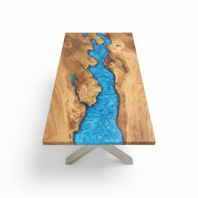 Couchtisch River Table Echtes Holz Flusstisch 120x90 Massive Tische
