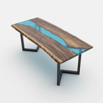 Couchtisch River Table Massiv Tische 100x50 Flusstisch Meer Waterfall