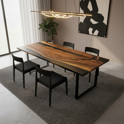 Esstisch Black River Table Echtes Holz 220x95 Tische Epoxidharz Neu