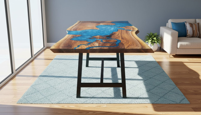 Wasserfall tisch epoxid harz esstisch echtes holz massive möbel epoxy tisch neu