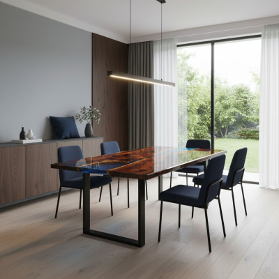 Tische Esstisch Design Tisch Moderne Meer Fluss Möbel 200x90 Epoxid Harz Ozean