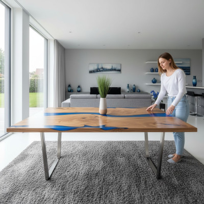 Tische Esstisch Design Tisch Moderne Meer Fluss Möbel 220x90 Epoxid Harz Ozean