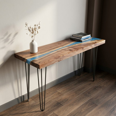 Konsolentisch Sideboard Echtes Holz Designer Tisch Epoxidharz Wasserfall Fluss