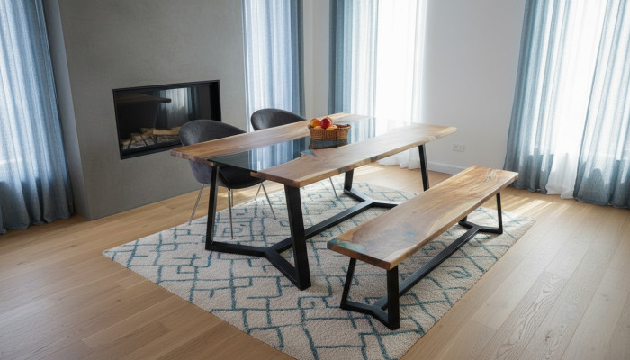 Design Tisch Bank Esstisch Küchentisch Wohnzimmer Tische Bänke Massiv 2tlg neu