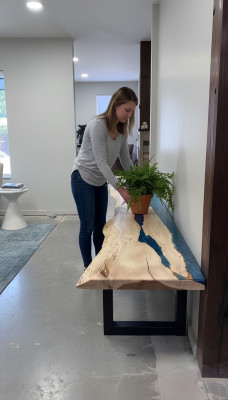 Epoxid harz esstisch echtes holz massive möbel wasserfall epoxy tisch 250x60cm