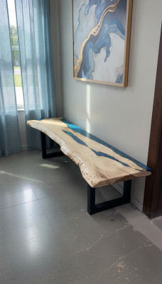 Epoxid harz esstisch echtes holz massive möbel wasserfall epoxy tisch 250x60cm
