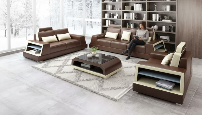Sofagarnitur 321 Sitzer Couchtisch Ledersofa Modernes Sofa Couch Wohnlandschaft