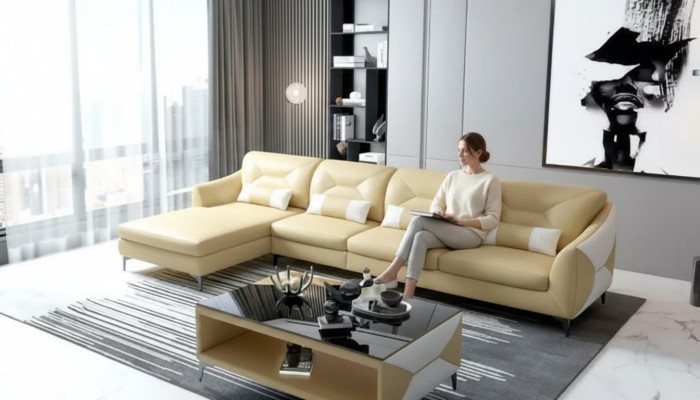 Ecksofa Polster Ecksofa LForm Modernes Couchtisch Sofa Wohnlandschaft 2tlg. Neu