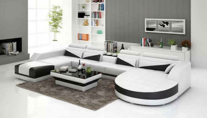 Eckgarnitur Sofa Polster Eckgruppe Wohnlandschaft Ledersofa Couchen sofas 2tlg.