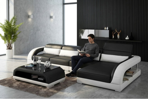 Design Eckcouch Ecksofa Wohnzimmer Moderne Lederpolster Couch Sofa