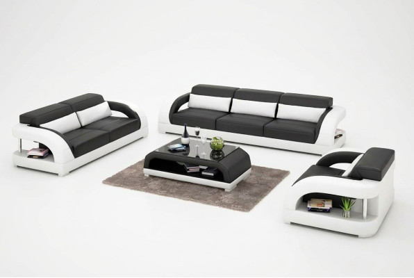 Wohnlandschaft Sofagarnitur 3+2+1 Sitzer Designer-Sofa Ledersofa Modernes Sofa