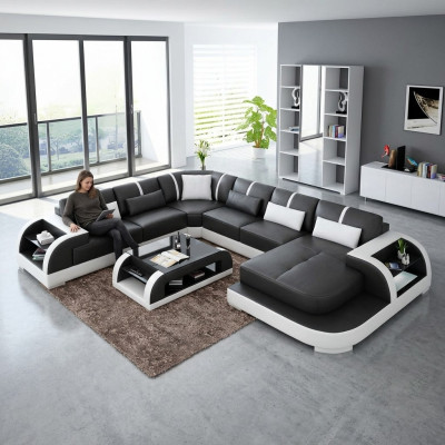 Wohnzimmer Leder xxl couch sofa landschaft moderne designer polster