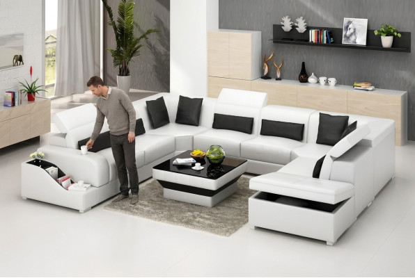Wohnzimmer Leder xxl couch sofa landschaft moderne designer eckpolster