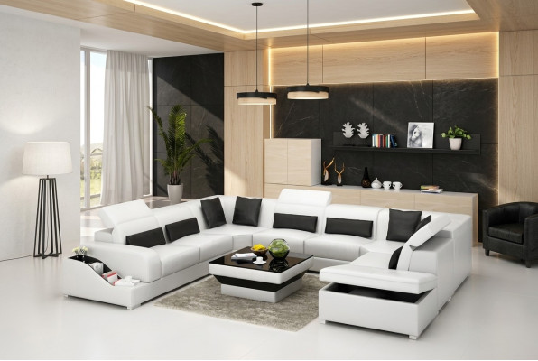 Wohnzimmer Leder xxl couch sofa landschaft moderne designer eckpolster