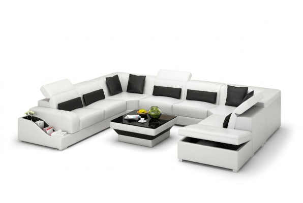 Wohnzimmer Leder xxl couch sofa landschaft moderne designer eckpolster