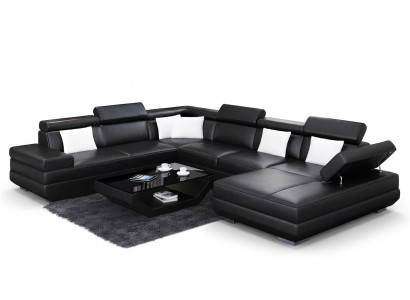 Sofa wohnzimmer Leder xxl couch polster landschaft moderne designer