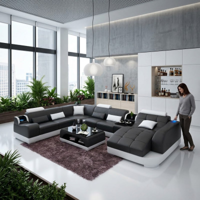Wohnzimmer Design Ecksofa Möbel Moderne Eckcouch Lederpolster Couch