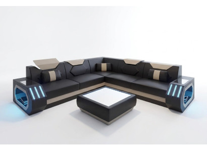 Design Eckcouch Ecksofa Wohnzimmer Möbel Lederpolster Couch Sofa