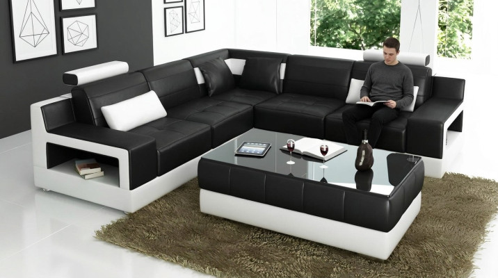 Wohnzimmer Leder xxl couch landschaft sofa moderne designer eckpolster