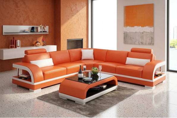 Wohnzimmer Leder xxl couch sofa moderne designer eckpolster polster