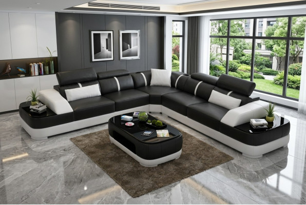 Wohnzimmer Eckcouch Design Ecksofa Möbel Moderne Lederpolster Couch