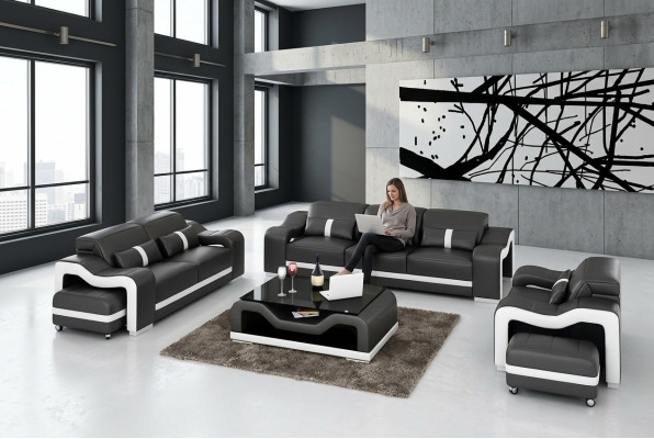 Sofagarnitur 321 Sitzer Ledersofa Modernes Sofa Wohnlandschaft Designer