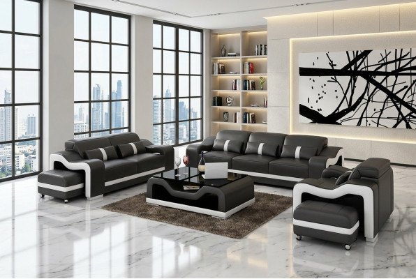 Sofagarnitur 321 Sitzer Ledersofa Modernes Sofa Wohnlandschaft Designer