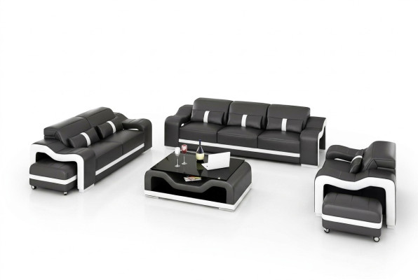Sofagarnitur 321 Sitzer Ledersofa Modernes Sofa Wohnlandschaft Designer