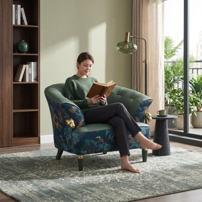 Textil Sofa Couch Polster Einsitzer Designer Stil Möbel Moderne Wohnzimmer