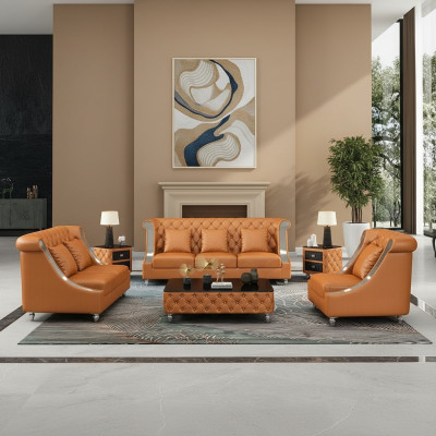 Chesterfield Ledersofa Couch Polster Komplett Set Garnitur 6tlg. Sitz Set Leder