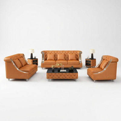 Chesterfield Ledersofa Couch Polster Komplett Set Garnitur 6tlg. Sitz Set Leder