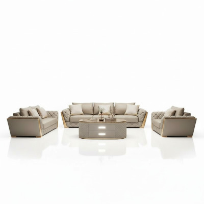 Design Wohnlandschaft Sofagarnitur 3+2 Sitzer Ledersofa Wohnzimmer