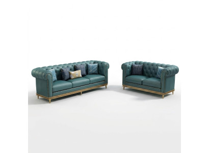 Sofagarnitur 3+2 Sitzer Ledersofa Modernes Sofa Designer Sofa Neu Chesterfield
