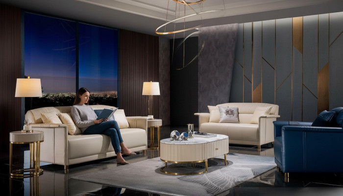 Wohnzimmer Designer-Sofa Sofagarnitur 3+2+1 Sitzer Ledersofa Modernes