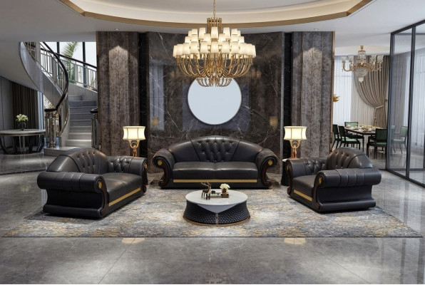 Chesterfield Sofagarnitur Komplett Set Sofa 6tlg Sitzpolster Beistelltisch Tisch
