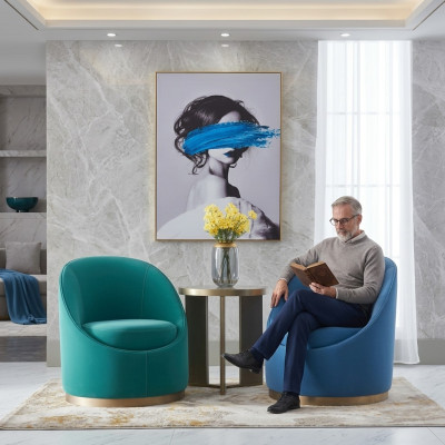 Turkis Wohnzimmer Design Sessel Einsitzer Polster Möbel Lounge Club
