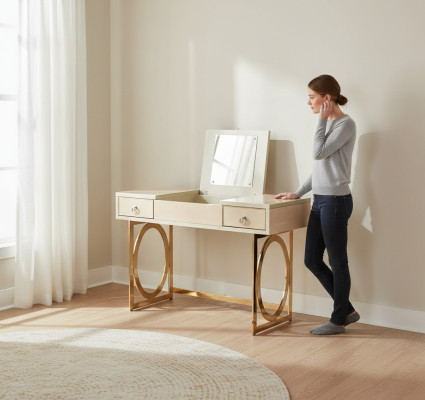 Schminktisch Designer Konsolen Kosmetik Tisch Deko Spiegel Kommode Frisier