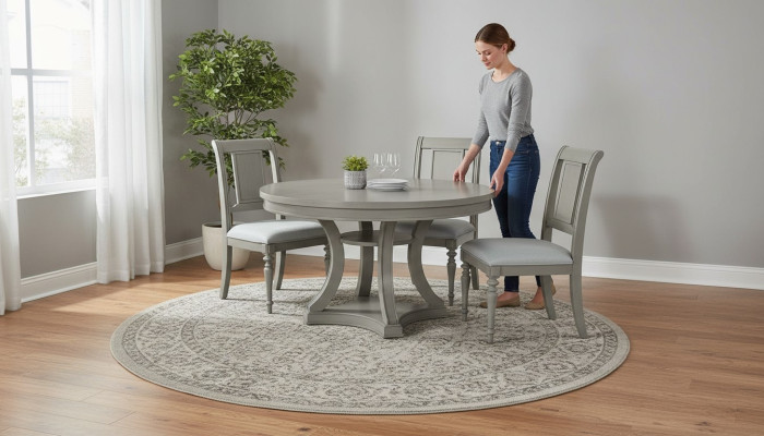 Runder Esstisch Lehnstuhl Set 4x Essgruppe Esstisch Garnitur Luxus Holz