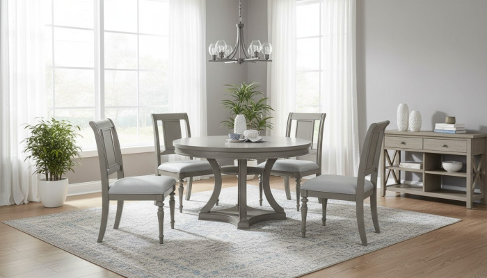 Runder Esstisch Lehnstuhl Set 4x Essgruppe Esstisch Garnitur Luxus Holz