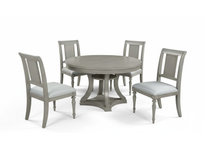 Runder Esstisch Lehnstuhl Set 4x Essgruppe Esstisch Garnitur Luxus Holz