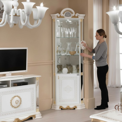 Weisse Eckvitrine Glasschrank Vitrinen Schränke Regal Italienische Möbel