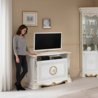 Weisser RTV Schrank Regal Schränke Italienische Stil Möbel Kommoden Sideboard