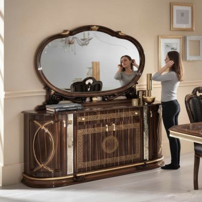 Klassische Anrichte mit Spiegel Kommode xxl Schrank Sideboard Italienische Möbel