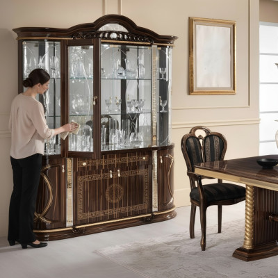 Italienische Möbel Vitrine xxl Schrank Vitrinen Schau Schränke Design Wohnzimmer