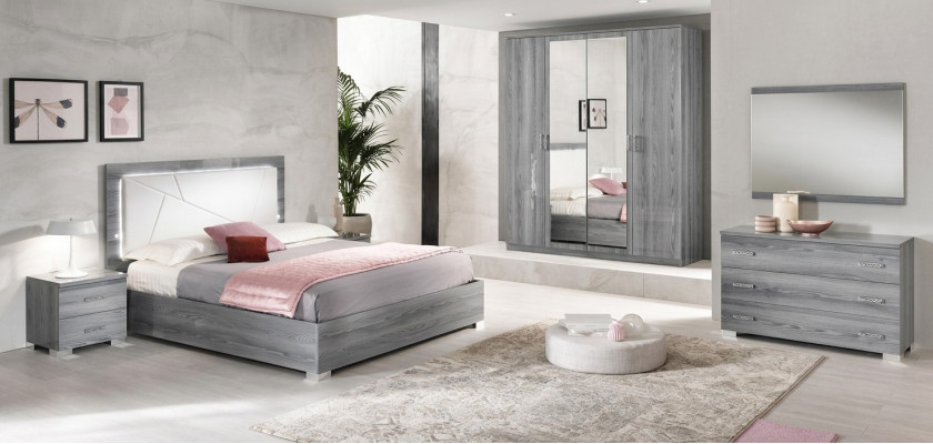 Italienische Möbel 4tlg. Schlafzimmer Set Bett 2x Nachttisch Kleiderschrank Neu