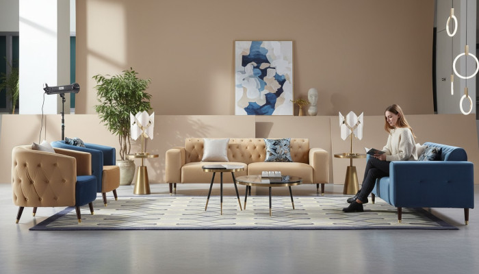 Design Möbel Wohnzimmer Couch Sofagarnitur Couchen Sofa Garnituren 3+2+1+1 4tlg.