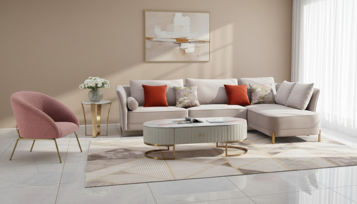 Wohnzimmer Modernes Sofa Ecksofa L Form Couchtisch Ecksofa Polster 2tlg. Set Neu