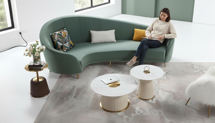 Rund Sofa + Couchtisch Modernes Sofa Wohnzimmer Couchtisch Möbel Komplett Set